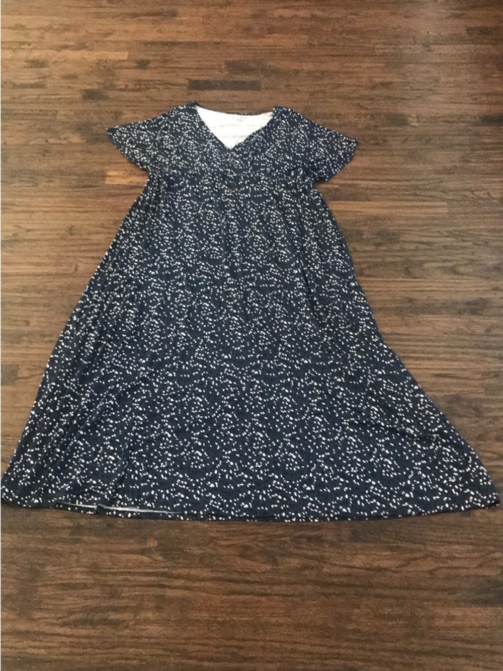 Navy Blue Maxi Dress with White Speckle Print